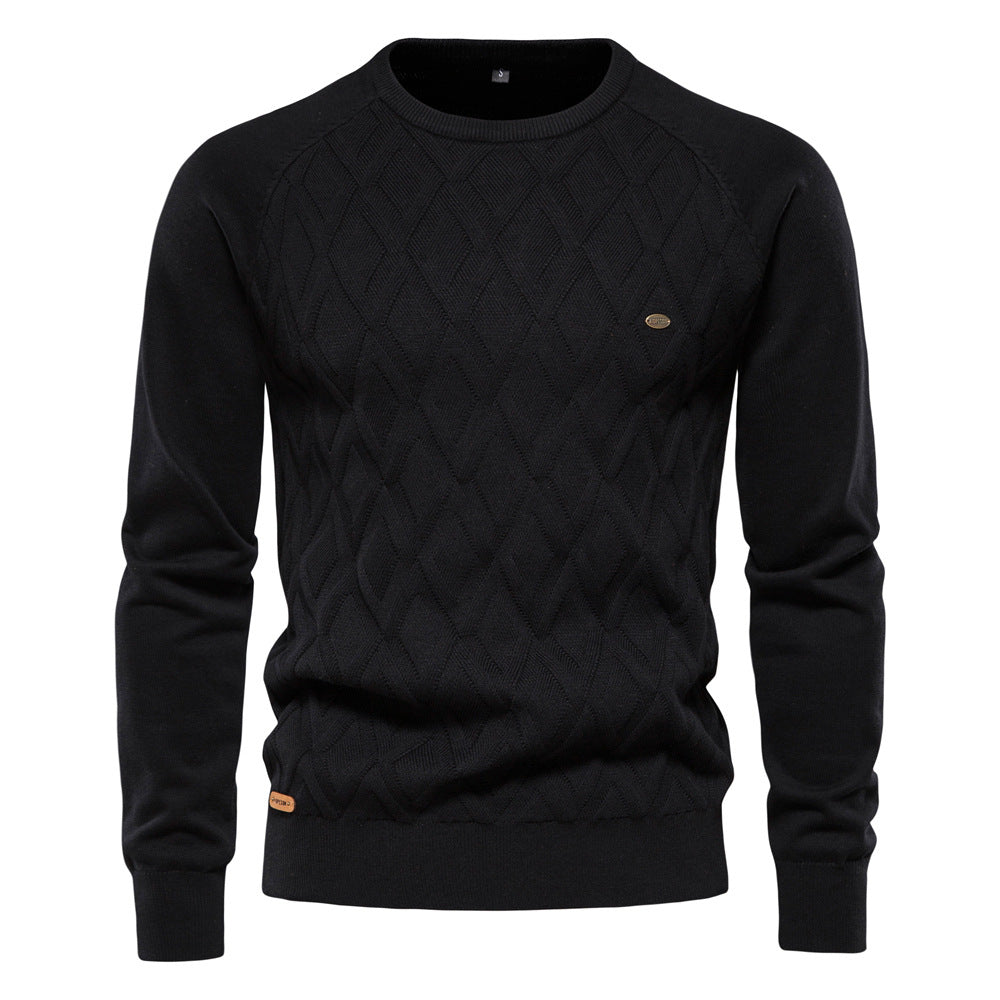 Herren Strickpullover mit Rautenmuster – Stilvoll & Bequem-Schwarz-S-Luzern Mode
