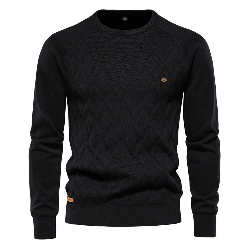Herren Strickpullover mit Rautenmuster – Stilvoll & Bequem-Schwarz-S-Luzern Mode