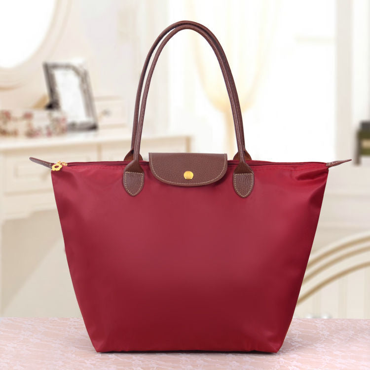 Damen Handtasche Faltbar Wasserdicht Shopper Tasche-Dunkelrot-S (30x12x23cm)-Luzern Mode