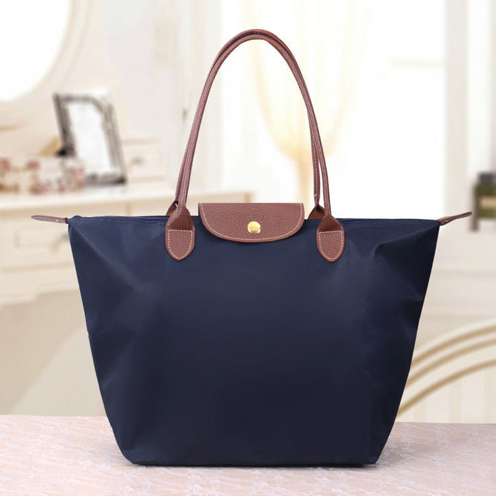 Damen Handtasche Faltbar Wasserdicht Shopper Tasche-Marineblau-S (30x12x23cm)-Luzern Mode