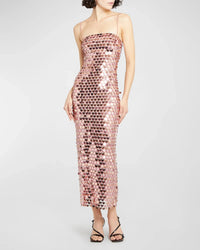Abendkleid | Pailletten | Ärmellos | Lang | Slim Fit | Stretch | Uni-Champagner-S-Luzern Mode