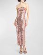 Abendkleid | Pailletten | Ärmellos | Lang | Slim Fit | Stretch | Uni-Champagner-S-Luzern Mode