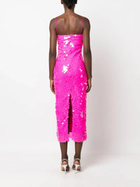 Abendkleid | Pailletten | Ärmellos | Lang | Slim Fit | Stretch | Uni-Heißes Rosa-S-Luzern Mode