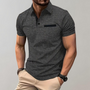 Herren Poloshirt mit Strukturmuster und Brusttasche-Grau-S-Luzern Mode
