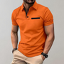Herren Poloshirt mit Strukturmuster und Brusttasche-Orange-S-Luzern Mode