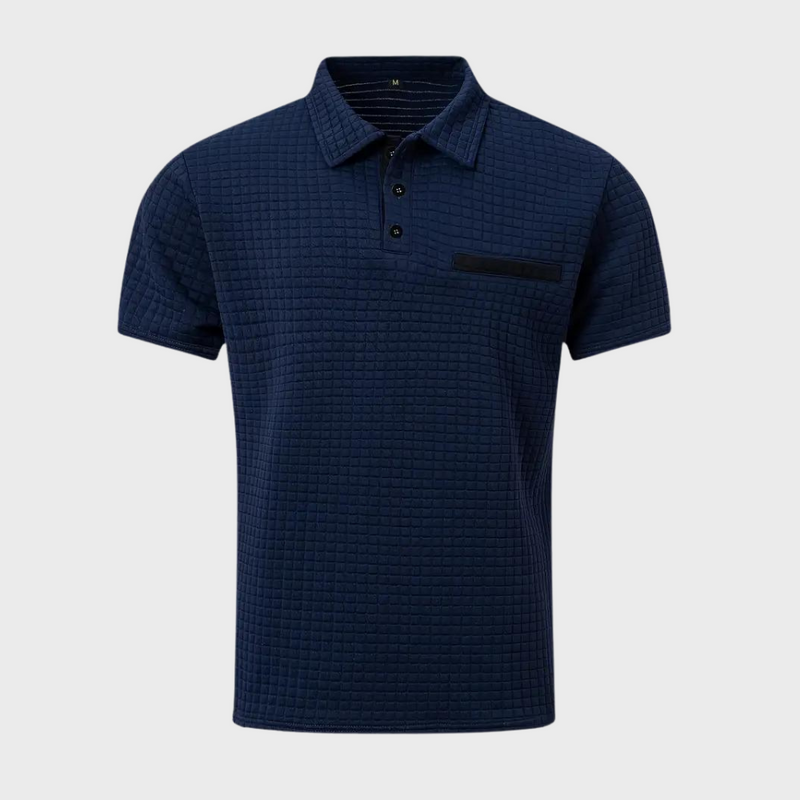 Herren Poloshirt mit Strukturmuster und Brusttasche-Luzern Mode