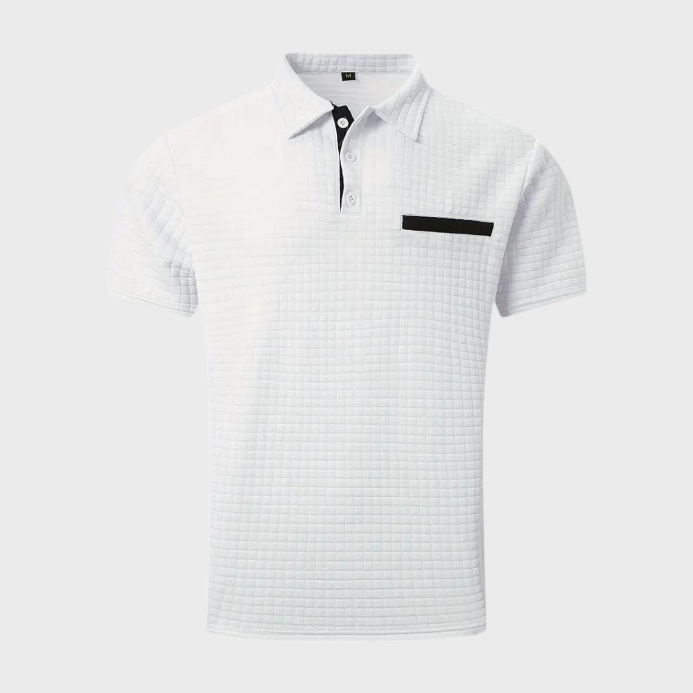 Herren Poloshirt mit Strukturmuster und Brusttasche-Luzern Mode