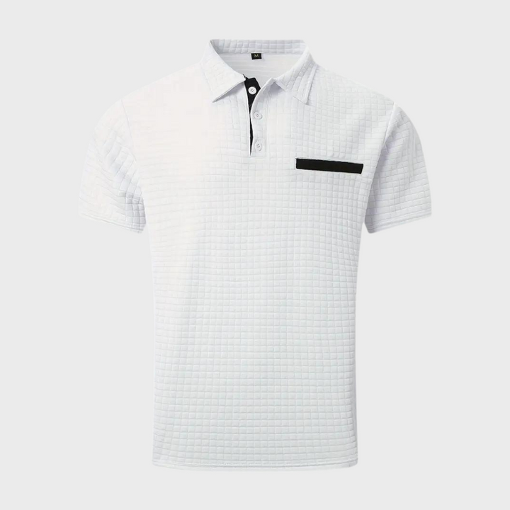 Herren Poloshirt mit Strukturmuster und Brusttasche-Luzern Mode