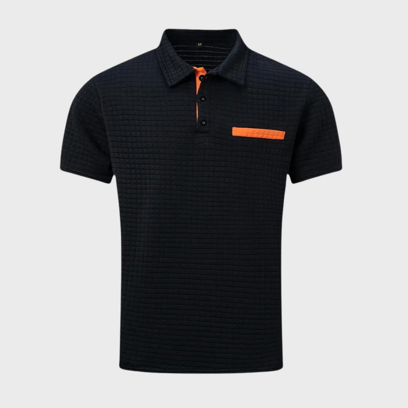 Herren Poloshirt mit Strukturmuster und Brusttasche-Luzern Mode