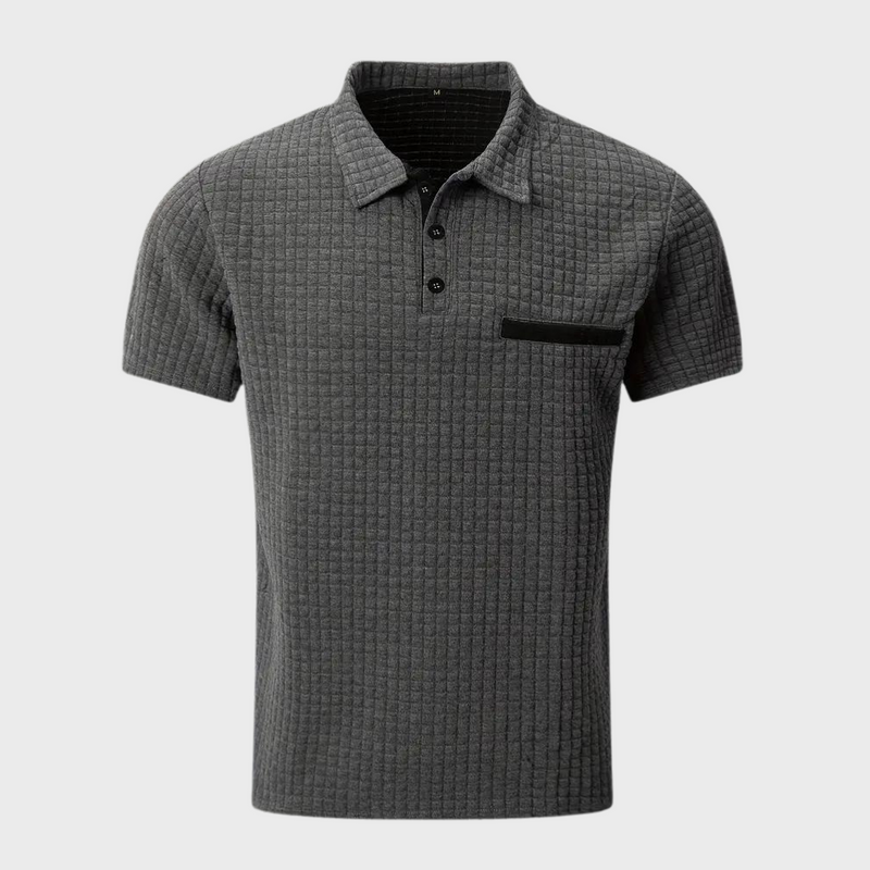 Herren Poloshirt mit Strukturmuster und Brusttasche-Luzern Mode