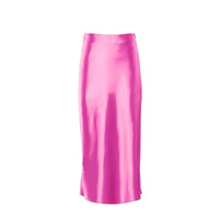 Satinschimmernder Damen Midirock in A-Linie mit hoher Taille – Liora