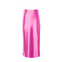 Satinschimmernder Damen Midirock in A-Linie mit hoher Taille – Liora