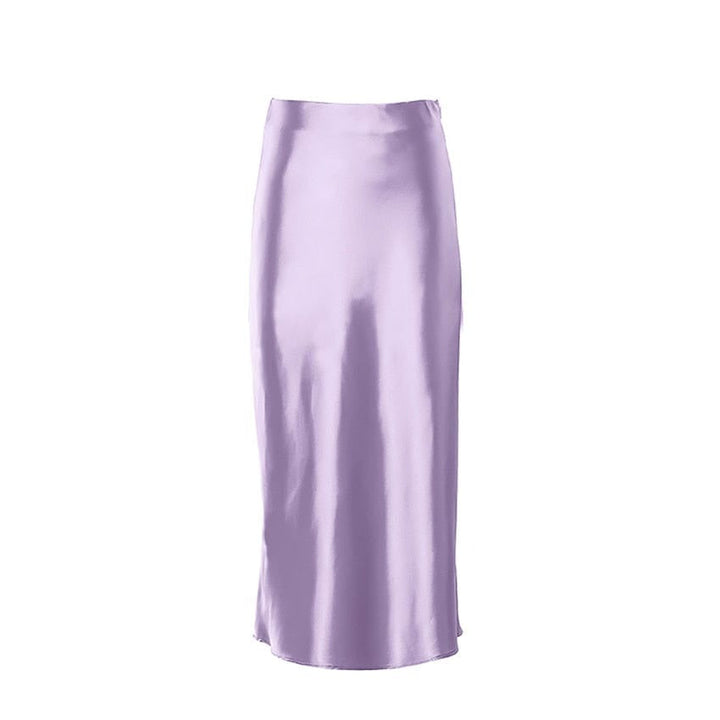 Satinschimmernder Damen Midirock in A-Linie mit hoher Taille – Liora