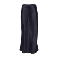 Satinschimmernder Damen Midirock in A-Linie mit hoher Taille – Liora