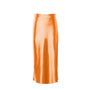 Satinschimmernder Damen Midirock in A-Linie mit hoher Taille – Liora