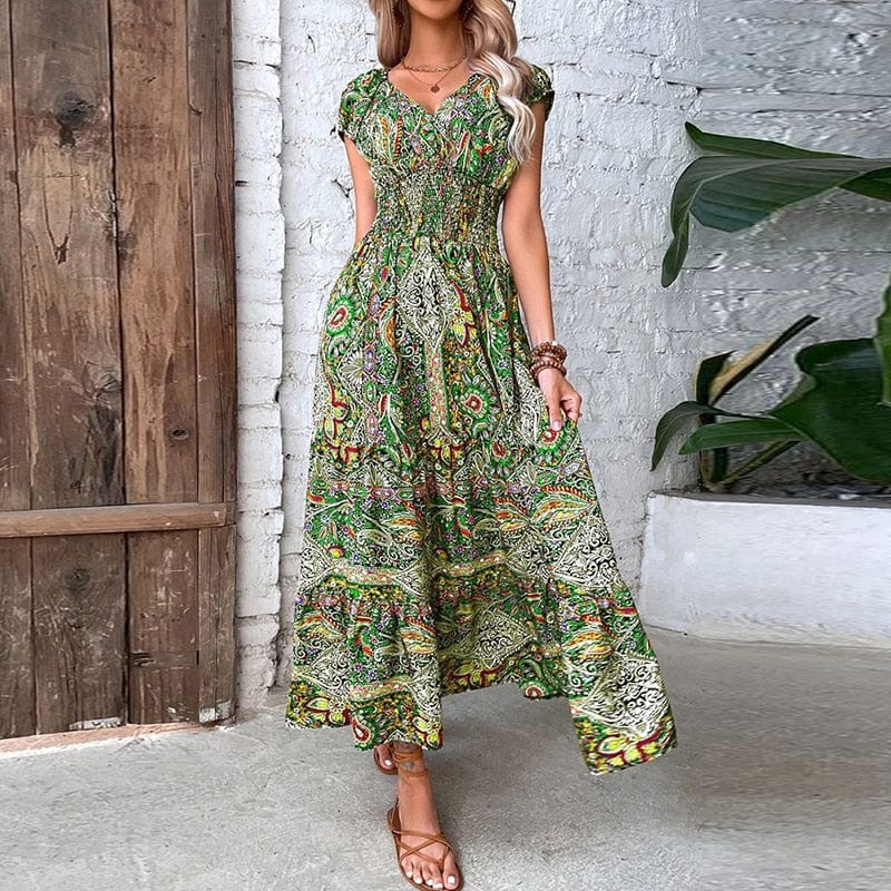 Luftiges Damen Maxikleid mit Ethno-Print & V-Ausschnitt – Nayeli