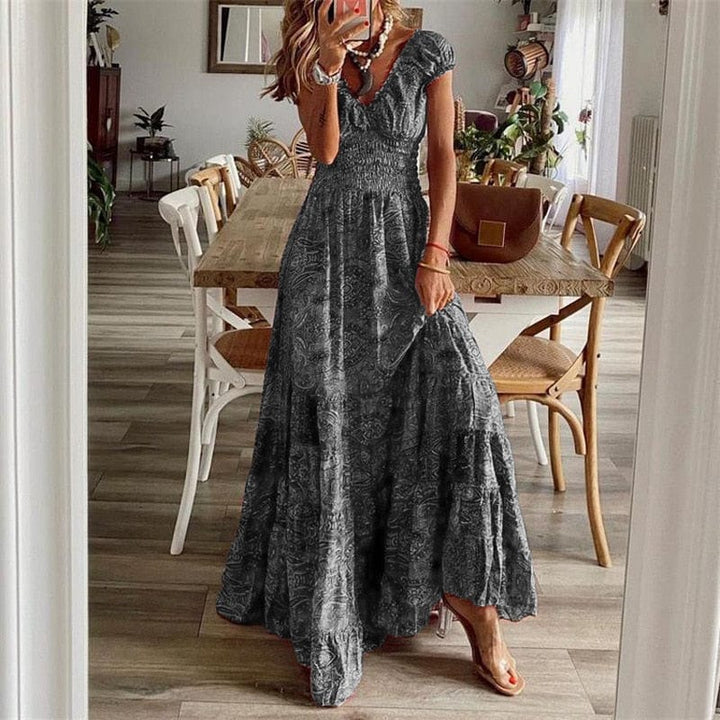 Luftiges Damen Maxikleid mit Ethno-Print & V-Ausschnitt – Nayeli