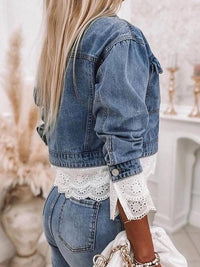 Damen Denim Jacke mit Spitzenbluse - Modischer Look 2023-Luzern Mode