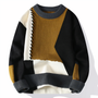 Herren Strickpullover mit Ziernähten und Rundhalsausschnitt-Schwarz-Gelb-S-Luzern Mode