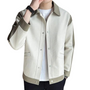 Herren Patchwork Jacke | Leicht | Druckknopfleiste | Umlegekragen-Beige-S-Luzern Mode