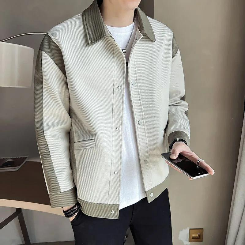 Herren Patchwork Jacke | Leicht | Druckknopfleiste | Umlegekragen-Luzern Mode