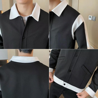 Herren Patchwork Jacke | Leicht | Druckknopfleiste | Umlegekragen-Luzern Mode
