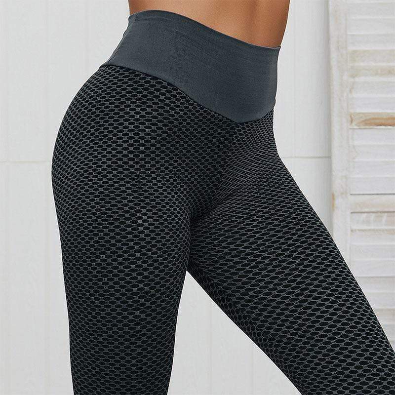 Damen Anti-Cellulite Leggings mit Push-Up Effekt-Schwarz / Grau-S-Luzern Mode