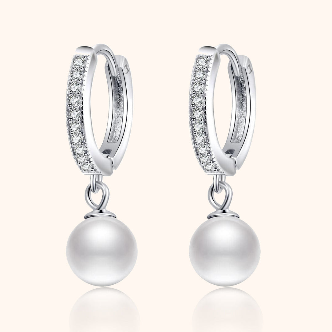 Ohrringe | Perle Zirkonia Stilvoll Creolen Vielseitig Silber Langlebig-Silber-Luzern Mode