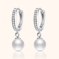 Ohrringe | Perle Zirkonia Stilvoll Creolen Vielseitig Silber Langlebig-Silber-Luzern Mode
