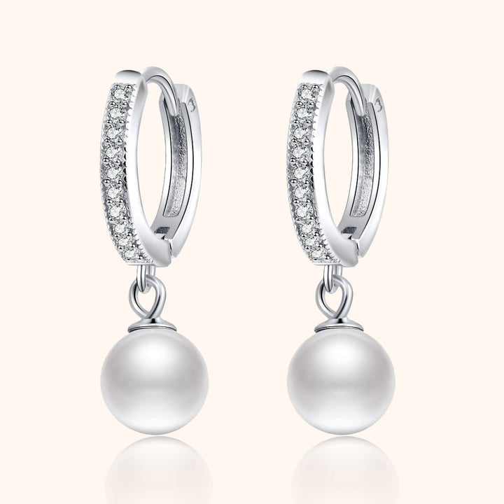 Ohrringe | Perle Zirkonia Stilvoll Creolen Vielseitig Silber Langlebig-Silber-Luzern Mode