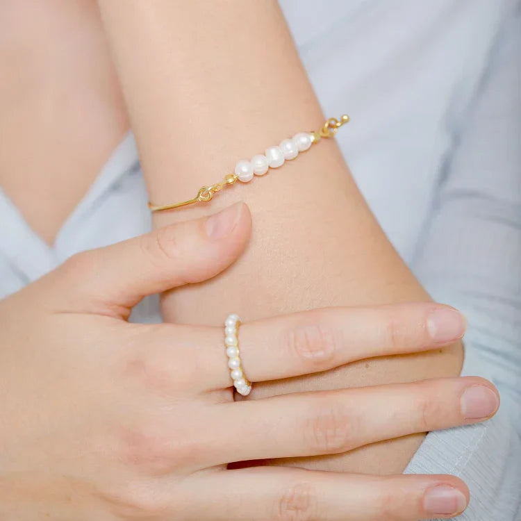 Perlenring | Silber Gold Stilvoll Langlebig Klassisch Vielseitig Einzigartig-Luzern Mode