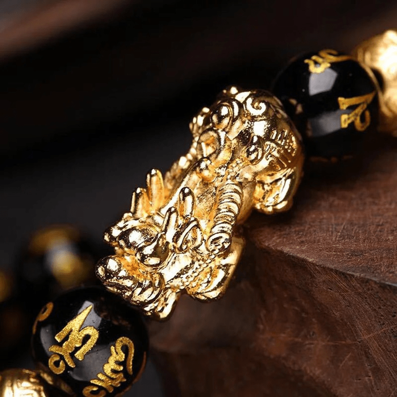 Schwarzer Obsidian-Armband | Pi Xiu Positivität Wohlstand Reichtum-Luzern Mode