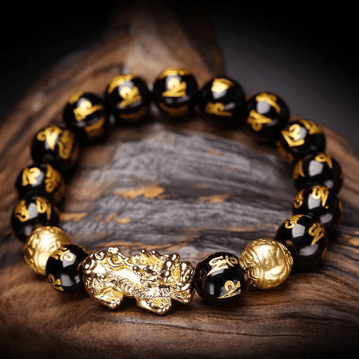 Schwarzer Obsidian-Armband | Pi Xiu Positivität Wohlstand Reichtum-Luzern Mode