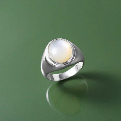 Silberring | Mit Perlmutt Verstellbar Einzigartig Langlebig Stilvoll Modern-Luzern Mode