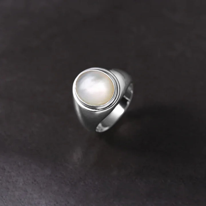 Silberring | Mit Perlmutt Verstellbar Einzigartig Langlebig Stilvoll Modern-Luzern Mode
