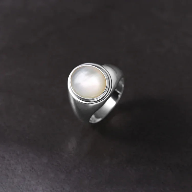 Silberring | Mit Perlmutt Verstellbar Einzigartig Langlebig Stilvoll Modern-Luzern Mode