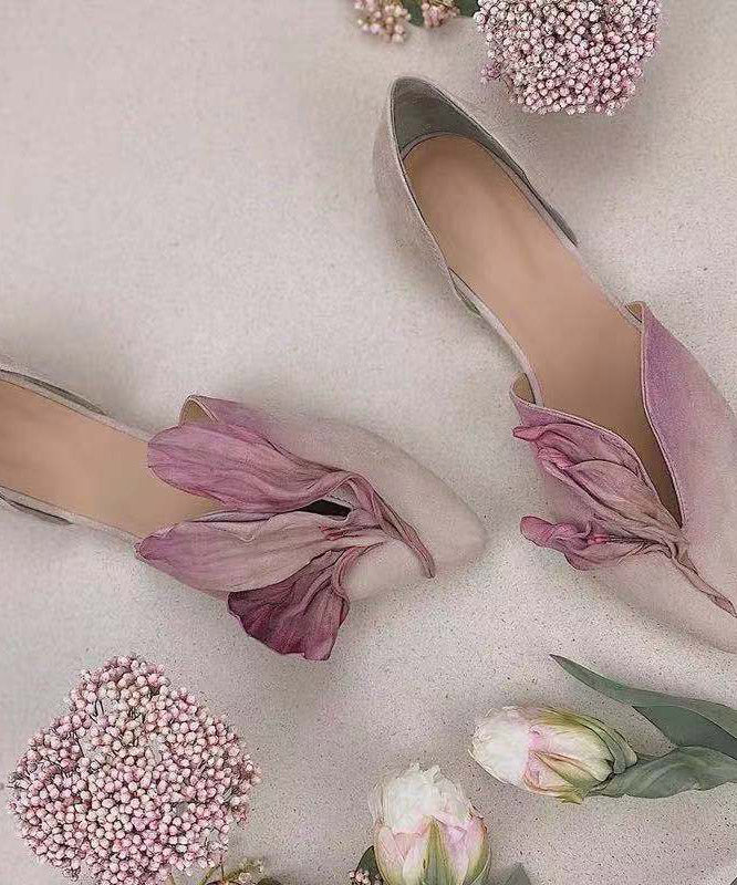 Handgefertigte Spitzen-Ballerinas mit Roséblüten – Odette
