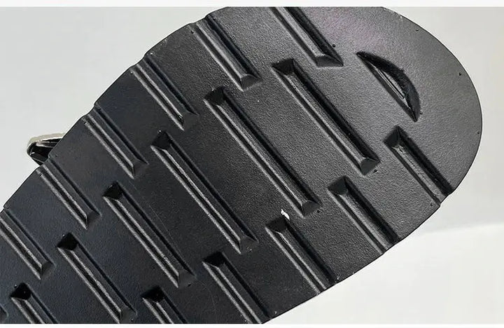 Damen Plateau-Sandalen | Dichtes Design | Schwarz | Punk | PU-Leder-Luzern Mode