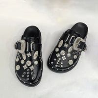 Damen Plateau-Sandalen | Dichtes Design | Schwarz | Punk | PU-Leder-Luzern Mode