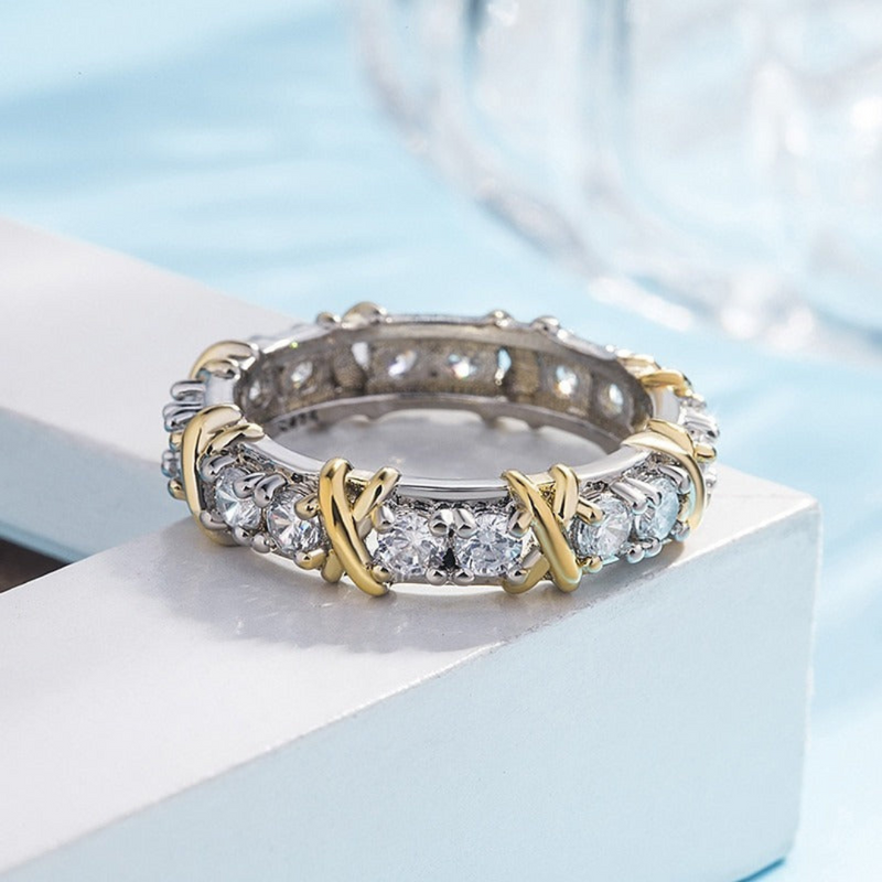 Silberner Ring | Platin Kreuzmuster Stilvoll Einzigartig Langlebig Sterlingsilber-Luzern Mode