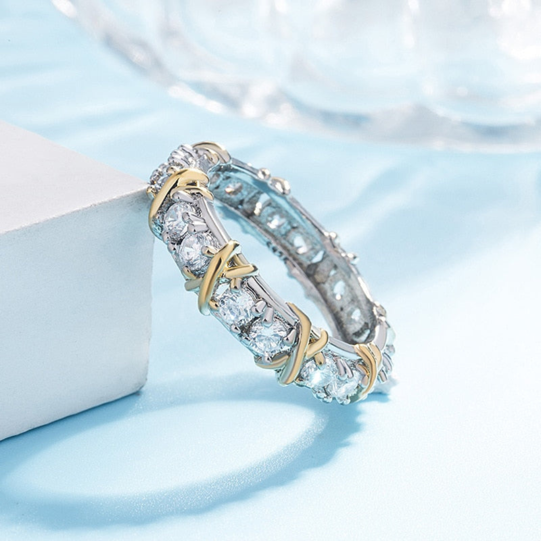 Silberner Ring | Platin Kreuzmuster Stilvoll Einzigartig Langlebig Sterlingsilber-Luzern Mode