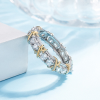 Silberner Ring | Platin Kreuzmuster Stilvoll Einzigartig Langlebig Sterlingsilber-Luzern Mode