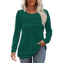 Damen Langarmshirt mit Rundhalsausschnitt und Falten-Design-Grün-M-Luzern Mode