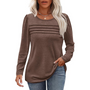 Damen Langarmshirt mit Rundhalsausschnitt und Falten-Design-Kaffee-M-Luzern Mode