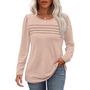 Damen Langarmshirt mit Rundhalsausschnitt und Falten-Design-Khaki-M-Luzern Mode