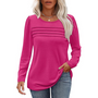 Damen Langarmshirt mit Rundhalsausschnitt und Falten-Design-Rosa-M-Luzern Mode