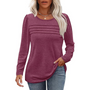 Damen Langarmshirt mit Rundhalsausschnitt und Falten-Design-Rot-M-Luzern Mode