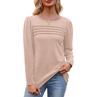 Damen Langarmshirt mit Rundhalsausschnitt und Falten-Design-Luzern Mode