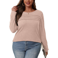 Damen Langarmshirt mit Rundhalsausschnitt und Falten-Design-Luzern Mode