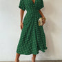 Elegantes Damenkleid mit V-Ausschnitt und Raffung Design-S-Dunkelgrün-Luzern Mode